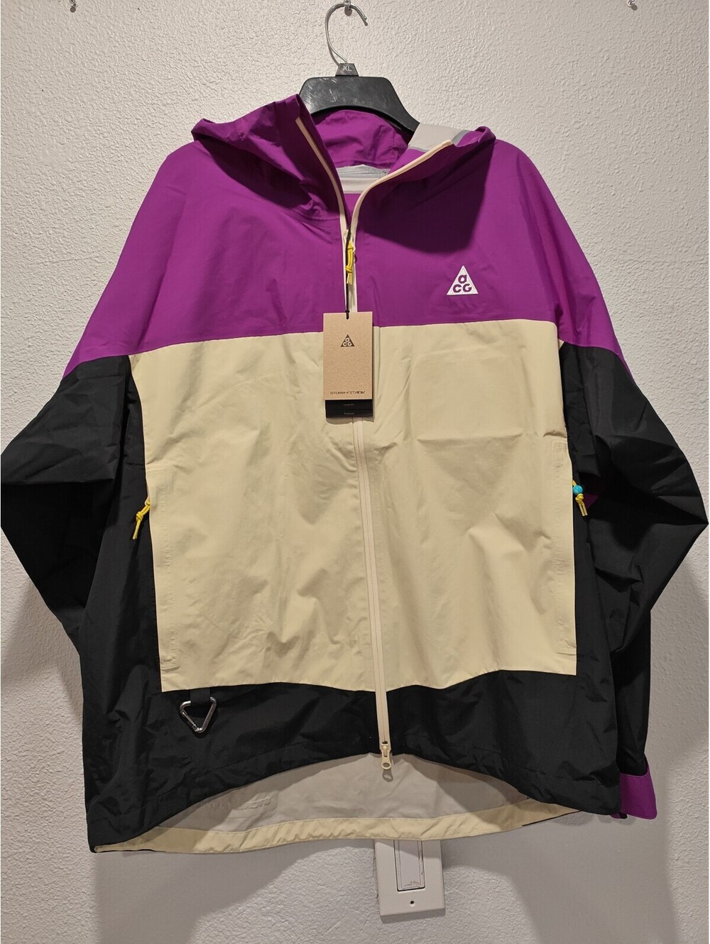 Nike ACG Purple, Beige, and Black Hooded Windbreaker Jacket